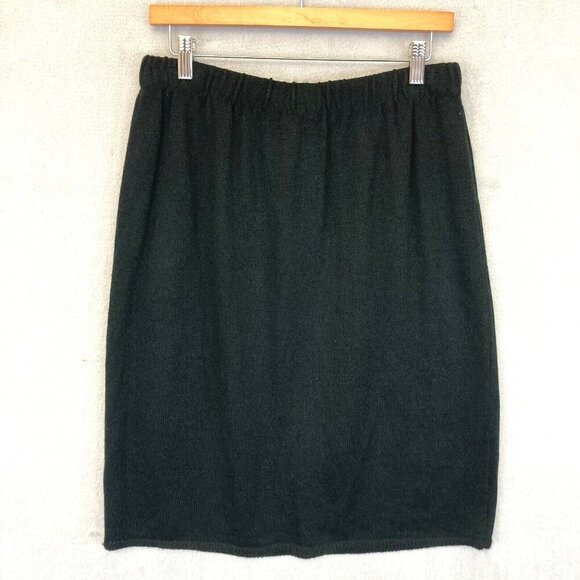Vintage San Remo LauraKnits Knit Skirt Size Large L Black Knee Length Elastic - Picture 2 of 8